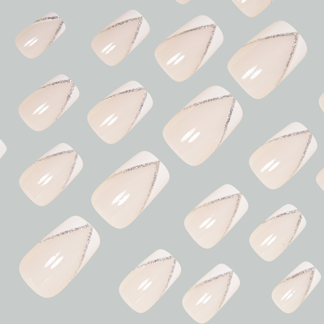 Elegant Press-On Nail Art Tips with Rhinestone Accents Kalsten