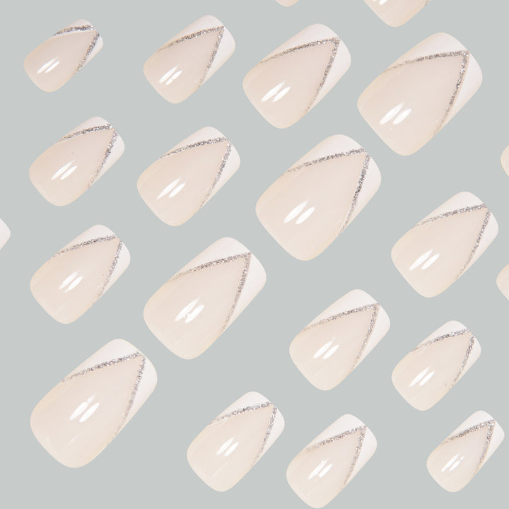 Elegant Press-On Nail Art Tips with Rhinestone Accents Kalsten
