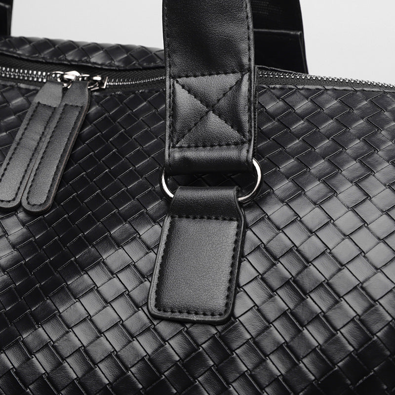 Luxury Woven Leather Weekend Duffle Bag Kalsten