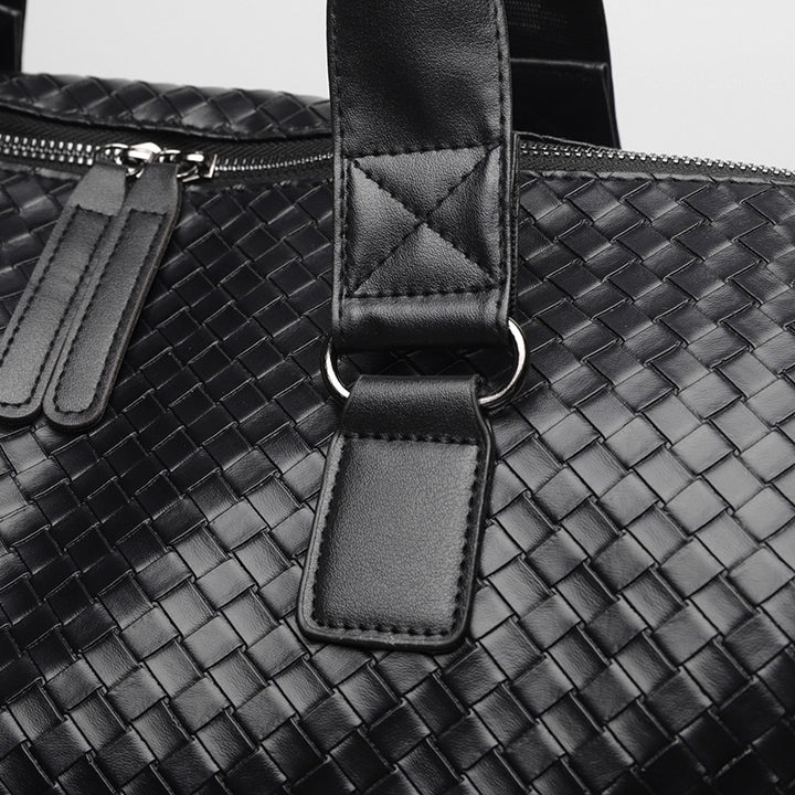 Luxury Woven Leather Weekend Duffle Bag Kalsten