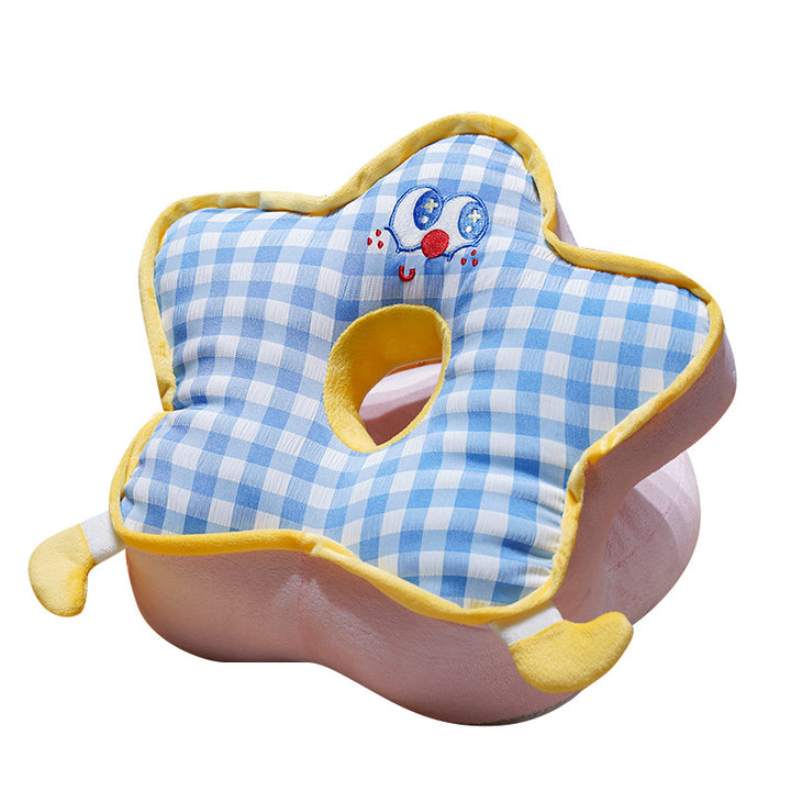 ergonomic orthopedic baby head pillow with hole and soft plush cover