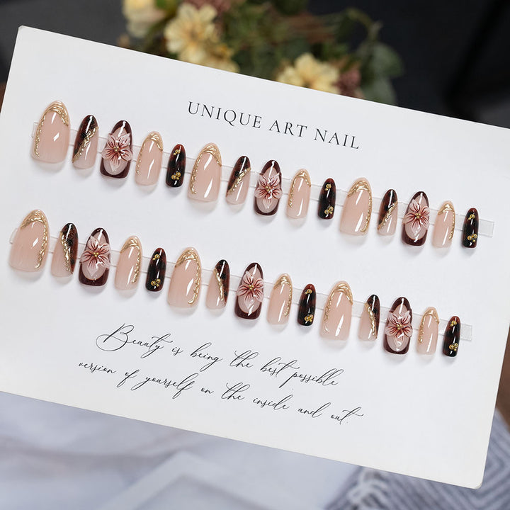 Decorative Floral Stiletto Press-On Nails