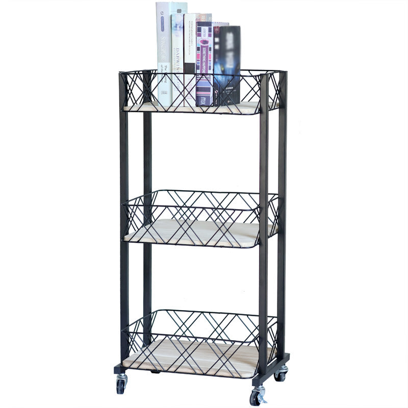 Modern rolling cart with three shelves and wheels Kalsten