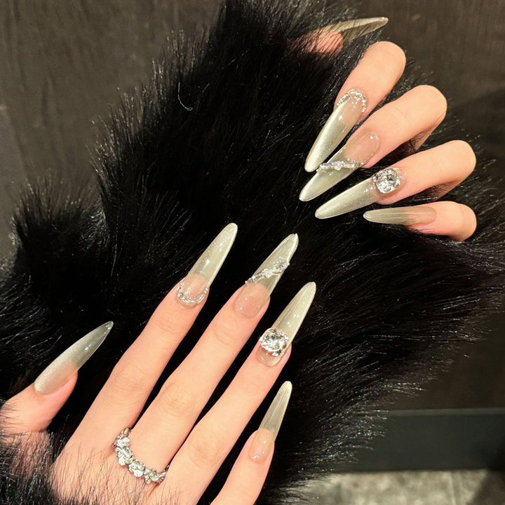 Premium Chic Press-On Nail Extensions with Gemstone Accents Kalsten