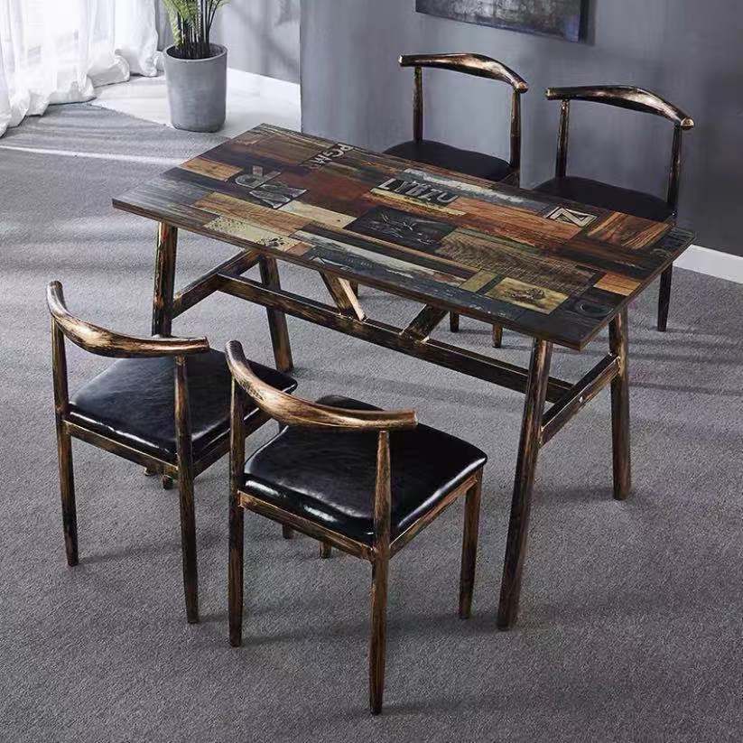 Vintage dining table with custom license plate design Kalsten