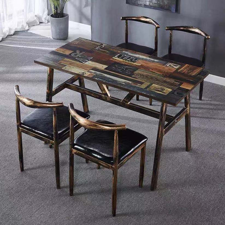 Vintage dining table with custom license plate design Kalsten