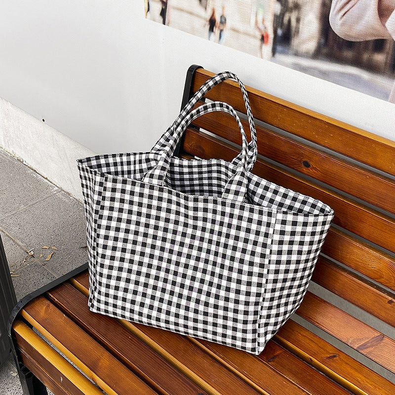 Stylish Checked Utility Tote Bag Kalsten