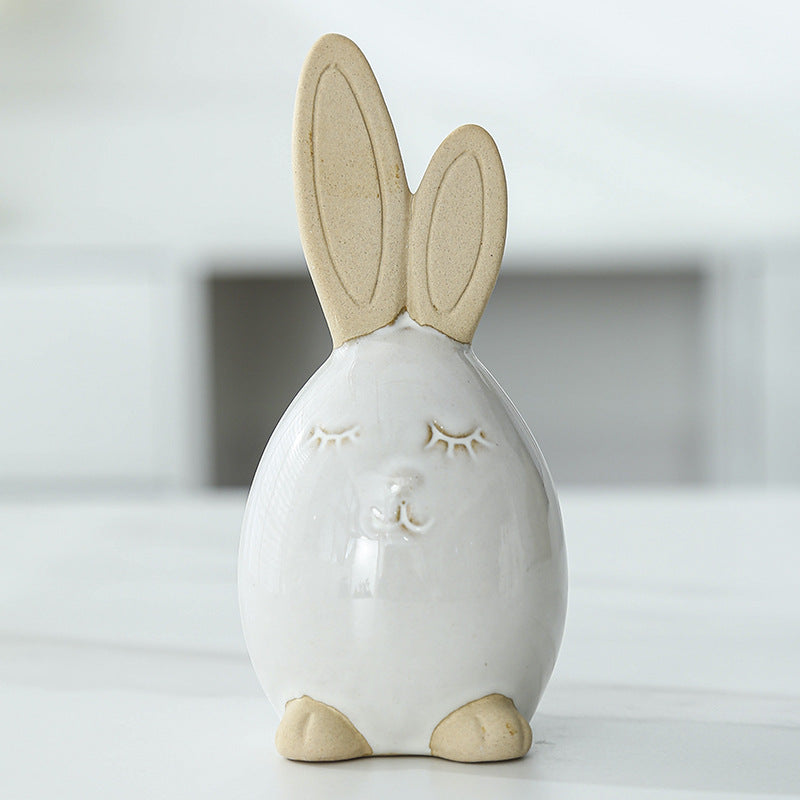 Whimsical Ceramic Bunny Figurine Kalsten