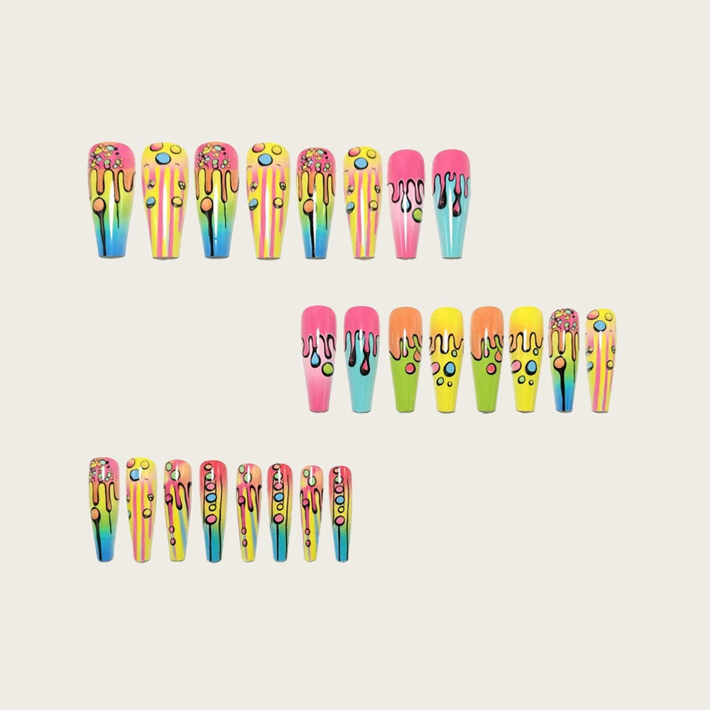 Creative nail art with flowing gradient and glitter accents Kalsten