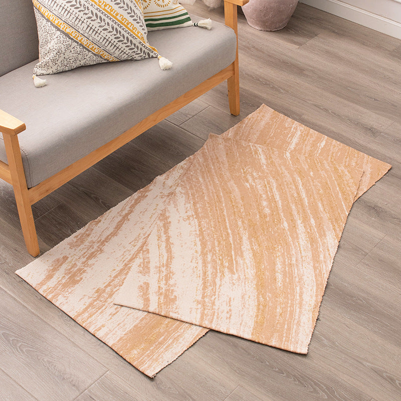 Rectangular flat-woven living room rug with marbled look and metallic shimmering accent structure