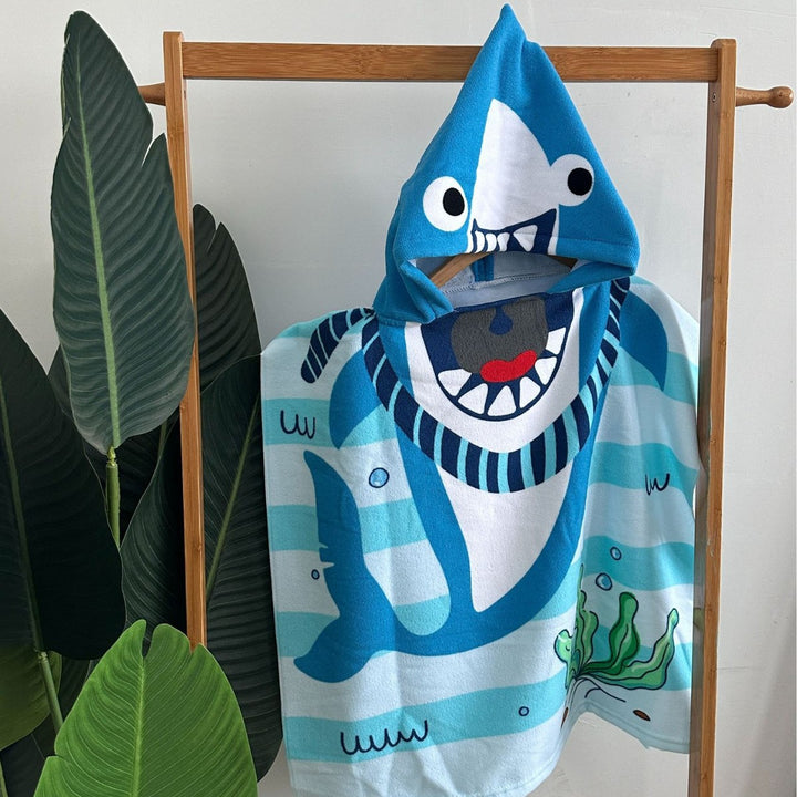 Kids' Shark-Themed Hooded Towel Poncho Kalsten