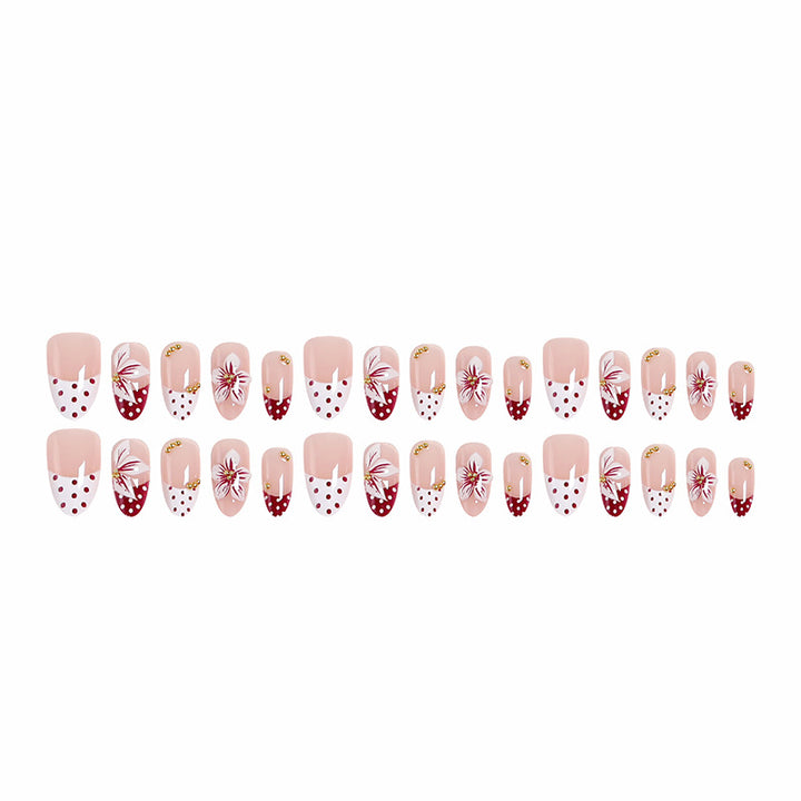 Artificial nail set with floral design and golden accents Kalsten