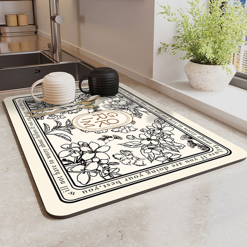 Elegant Floral Kitchen Mat