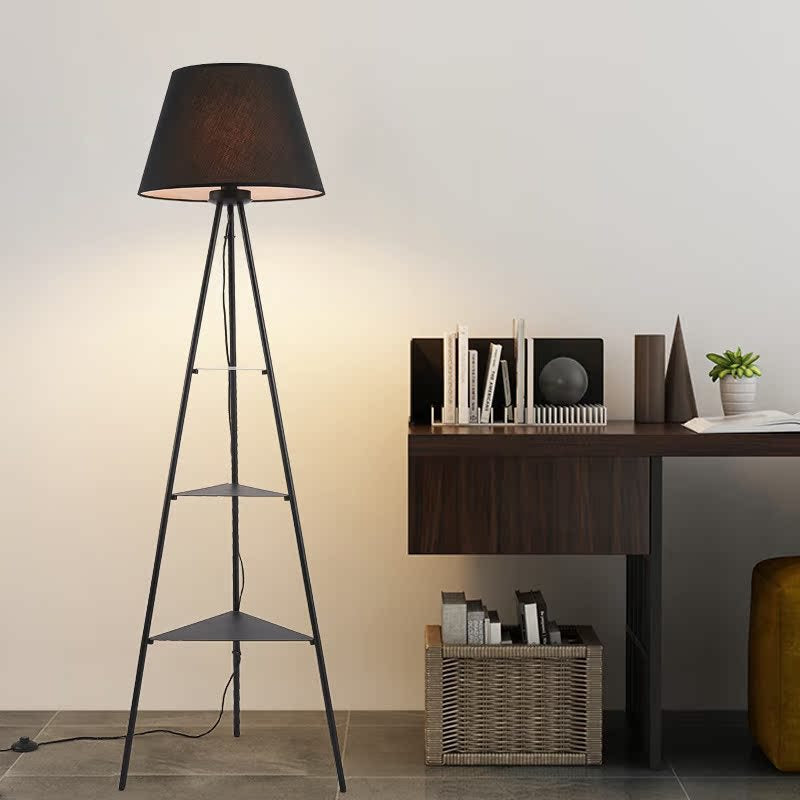 Triangular Floor Lamp with Integrated Shelves