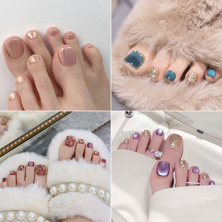 Heart-Embellished Press-On Toe Nails Kalsten