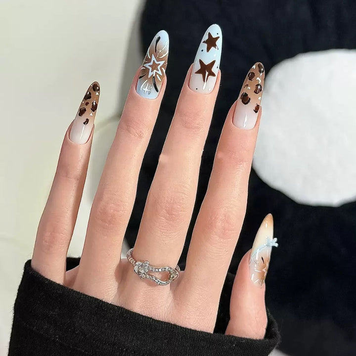 Artistic Stiletto Press-On Nail Design