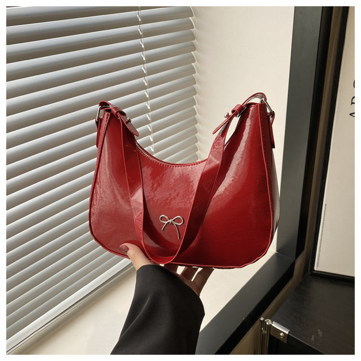 Premium Glossy Faux Leather Hobo Bag Kalsten