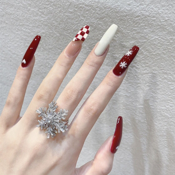Festive Long Stiletto Press-On Nail Art