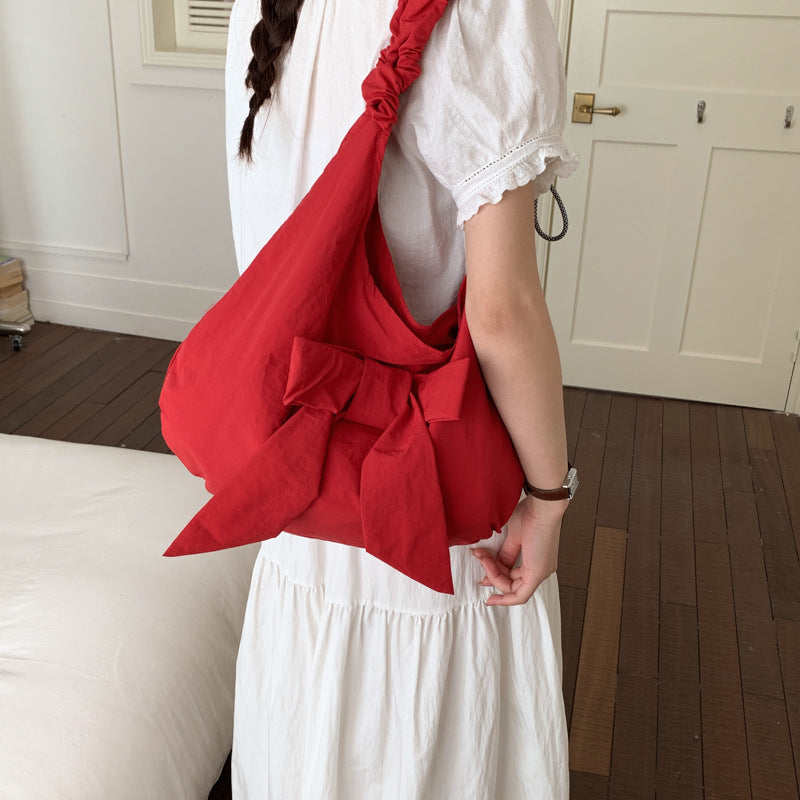 Bow-Embellished Hobo Bag