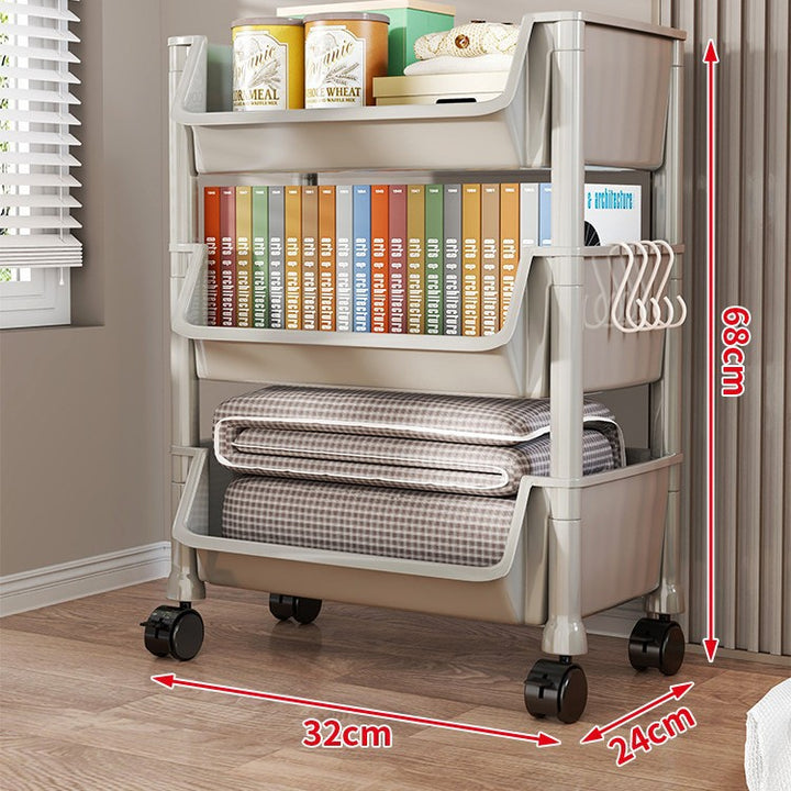 Compact Two-Tier Rolling Storage Cart with Removable Bins and Swivel Casters