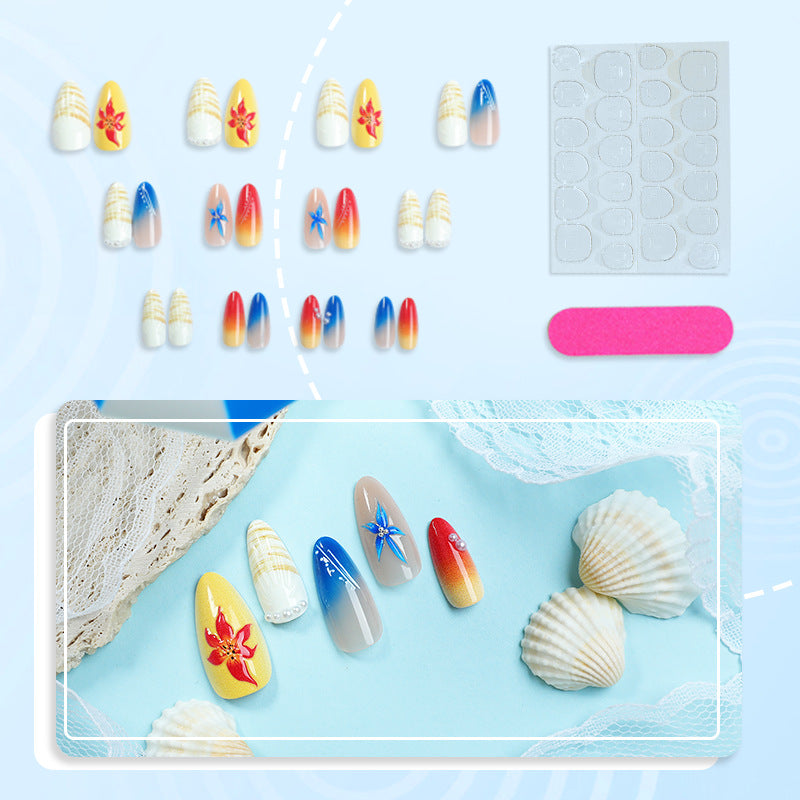 Artistic Shell-Themed Press-On Nail Art Set