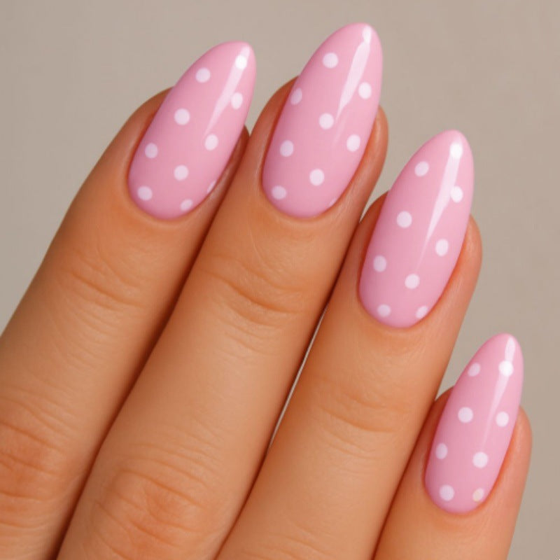 Artistic Almond-Shaped Press-On Nail Set with Polka Dot Design Kalsten