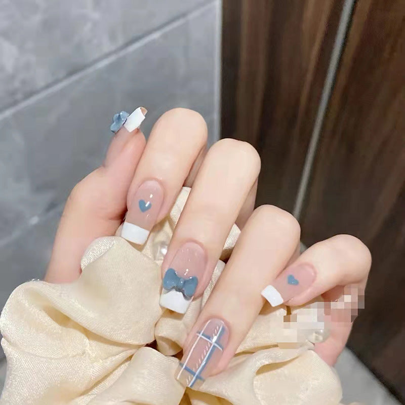Decorative Press-On Nail Art Set with Bow and Heart Design Kalsten