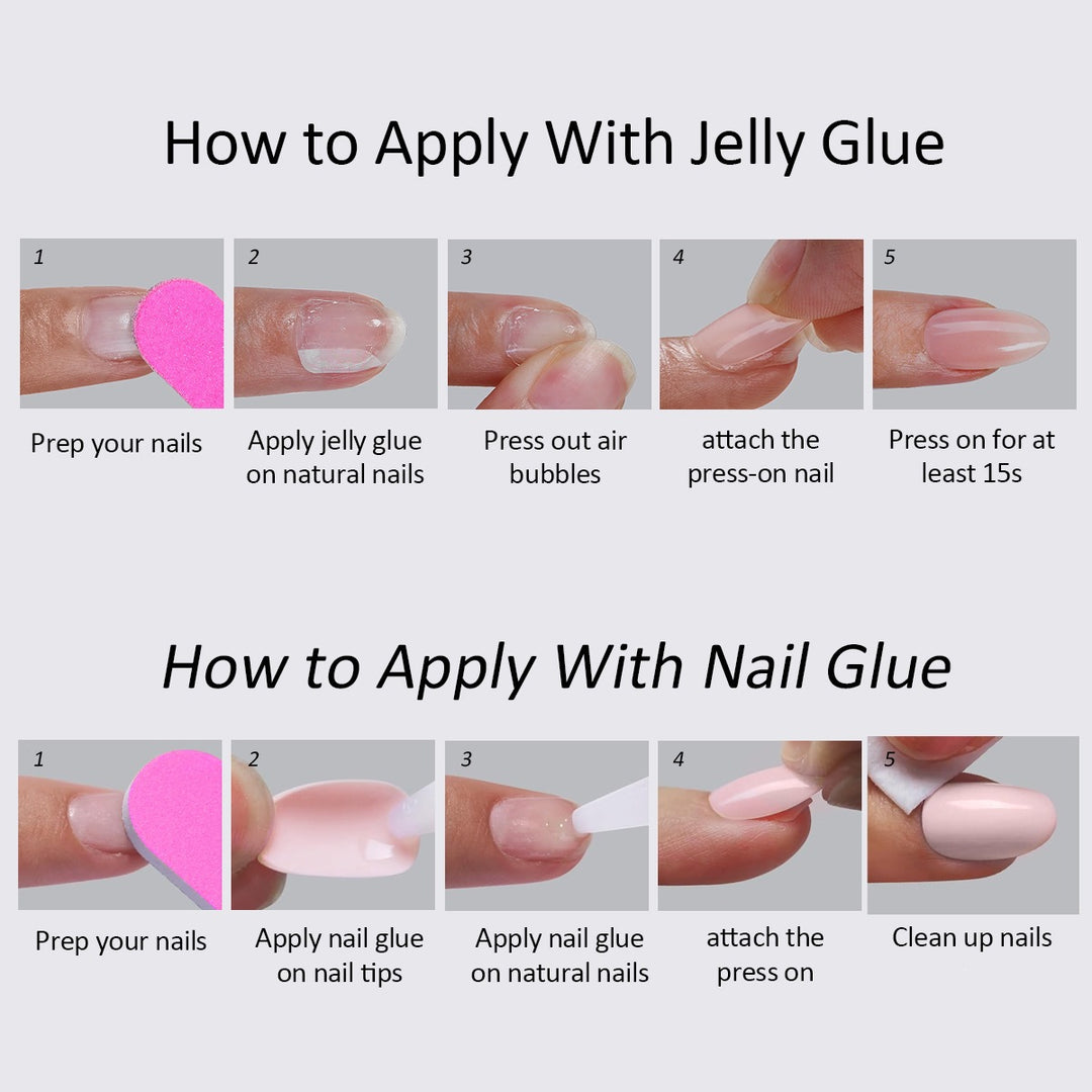 Artificial nail set with floral accents and delicate glitter effect Kalsten
