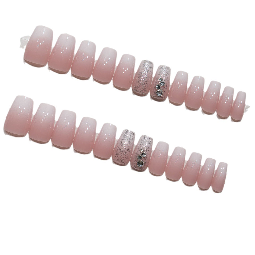 Elegant Ombre Press-On Nail Tips with Rhinestone Accents Kalsten