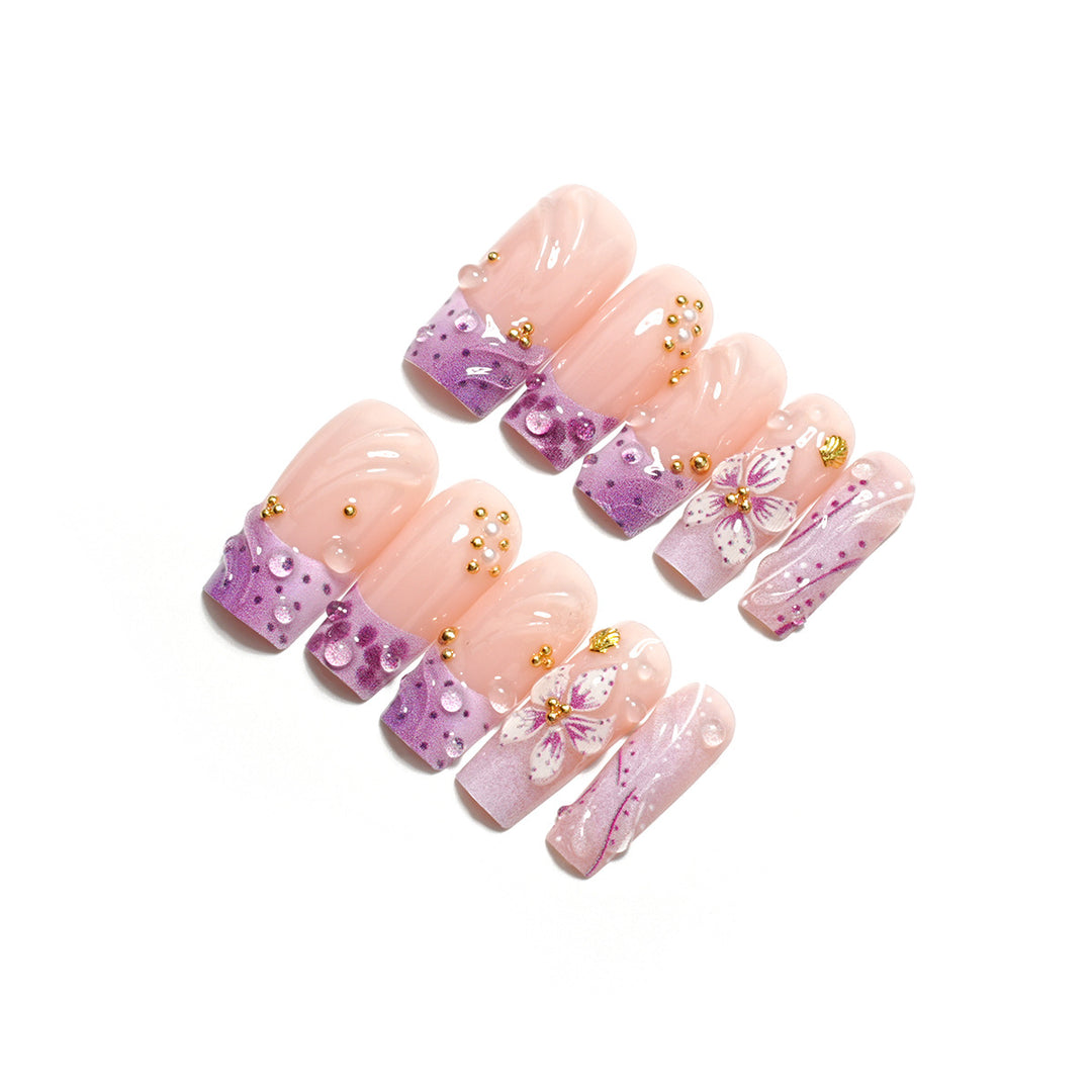 Premium Artistic Floral Press-On Nail Collection