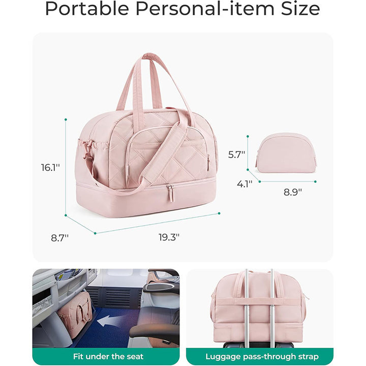 Multifunctional Quilted Travel Bag with Removable Cosmetic Pouch Kalsten