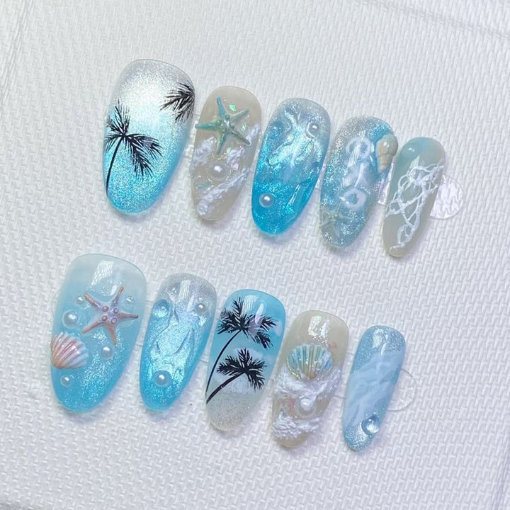 Coastal Paradise Press-On Nail Art Kalsten