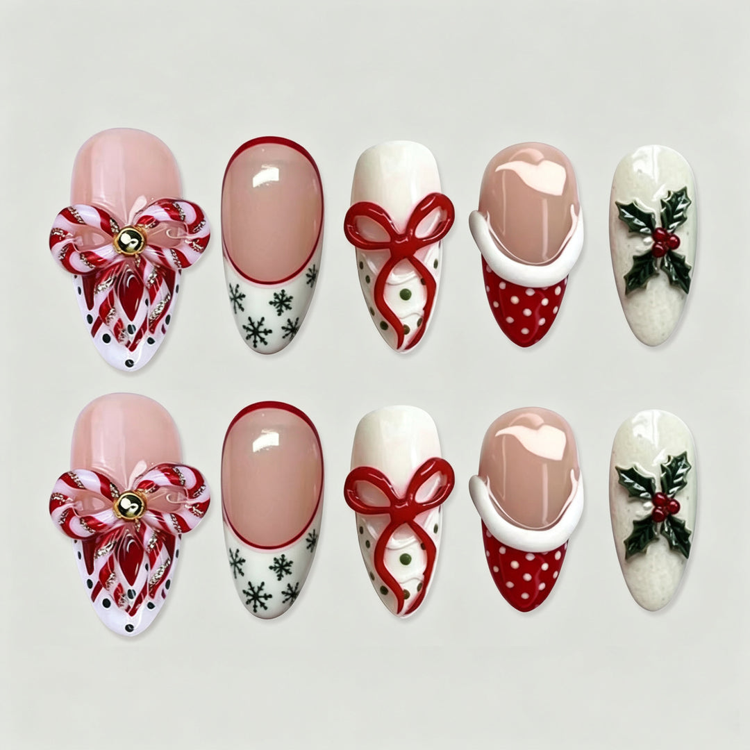 Decorative Christmas-Themed Press-On Nail Art Set Kalsten