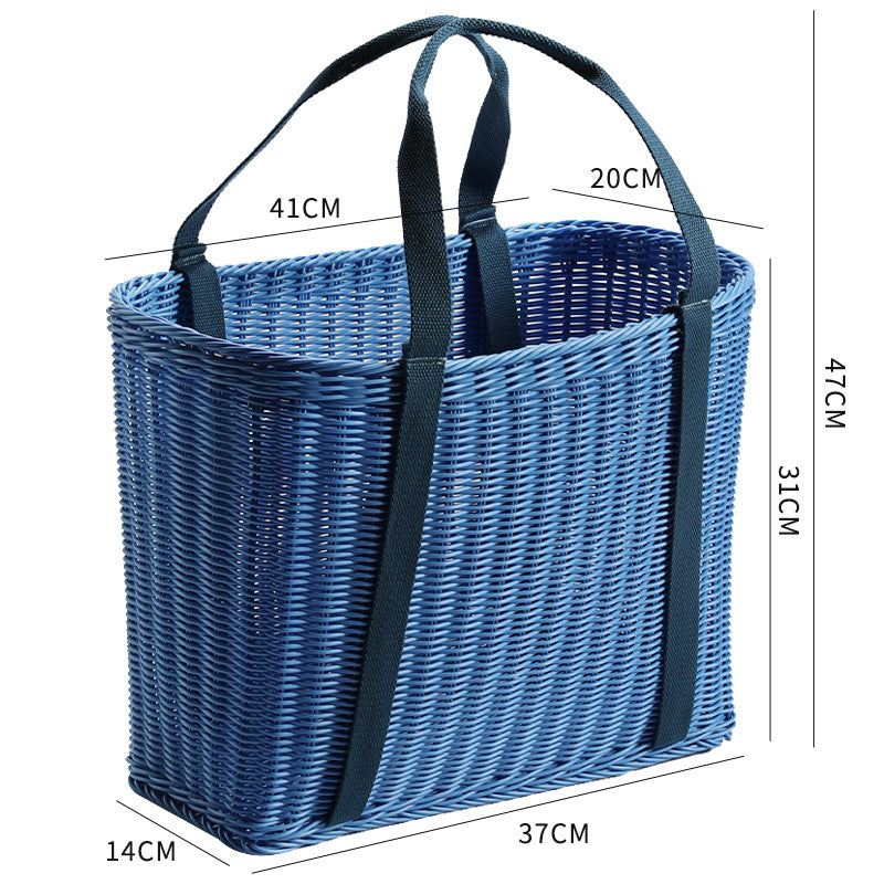 Unisex Robust braided shopping basket with comfortable fabric handles Kalsten