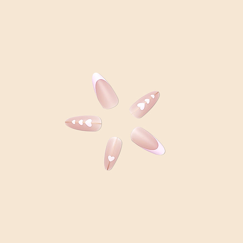 Heart Patterned Long Stiletto Nail Art Extensions