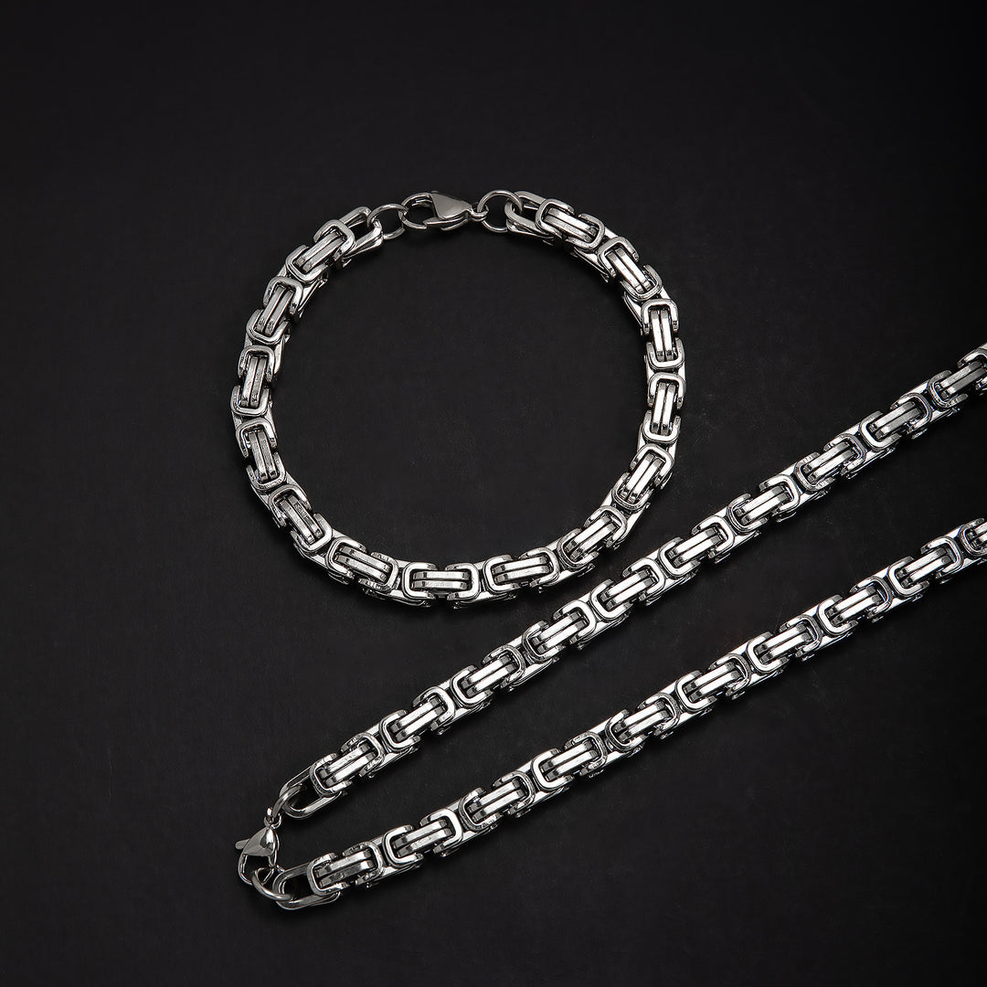 Elegant Interlocking Chain Necklace and Bracelet Set Kalsten