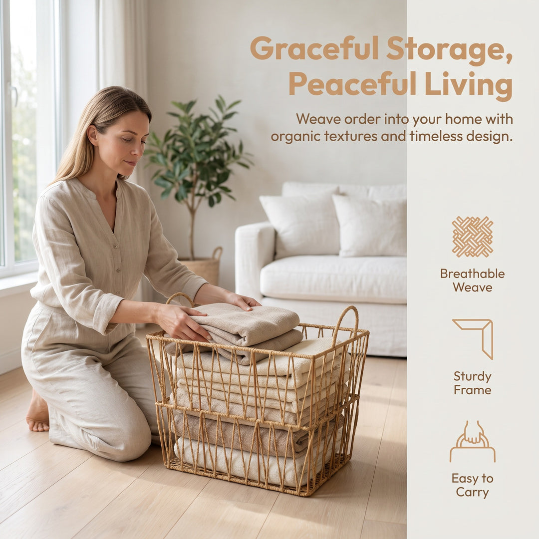 Handcrafted Rope Woven Storage Basket Kalsten
