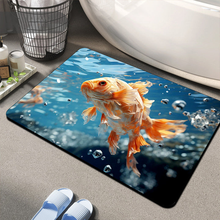 Floral Design Memory Foam Bath Mat Kalsten