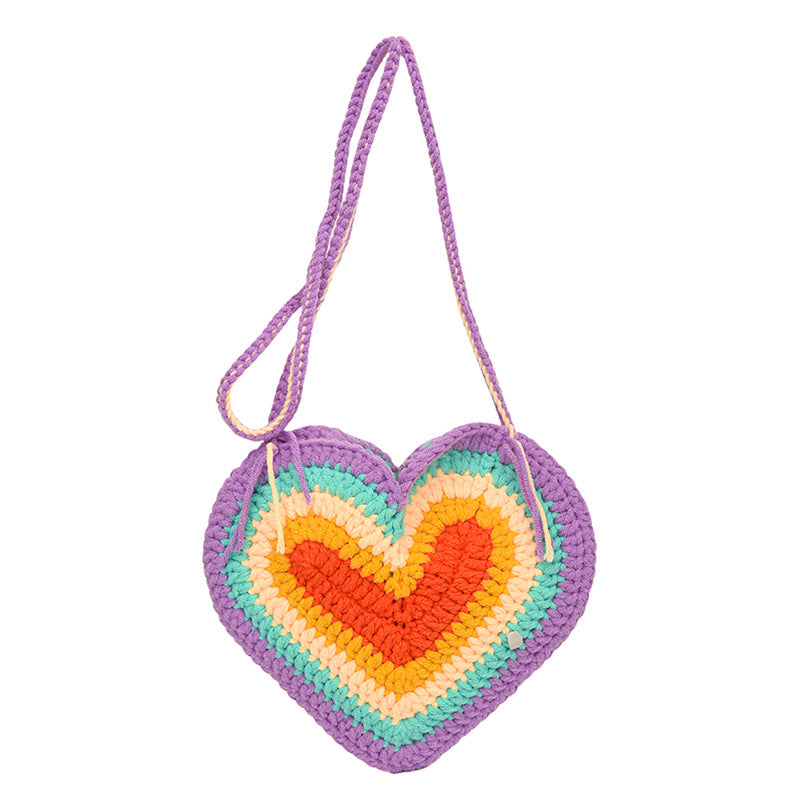 Crochet Heart-Shaped Mini Crossbody Bag