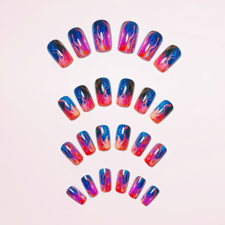Creative Gel Nails with Luminous Wave Pattern Kalsten