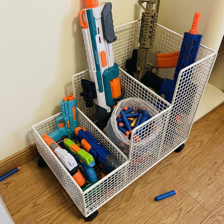 Vertical Mesh Sports and Fitness Equipment Organizer Rack with Divided Compartments