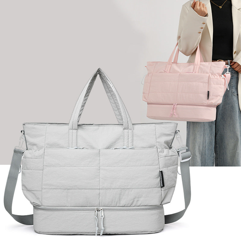 Multi-Pocket Quilted Laptop Tote