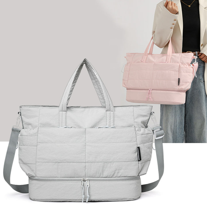 Multi-Pocket Quilted Laptop Tote