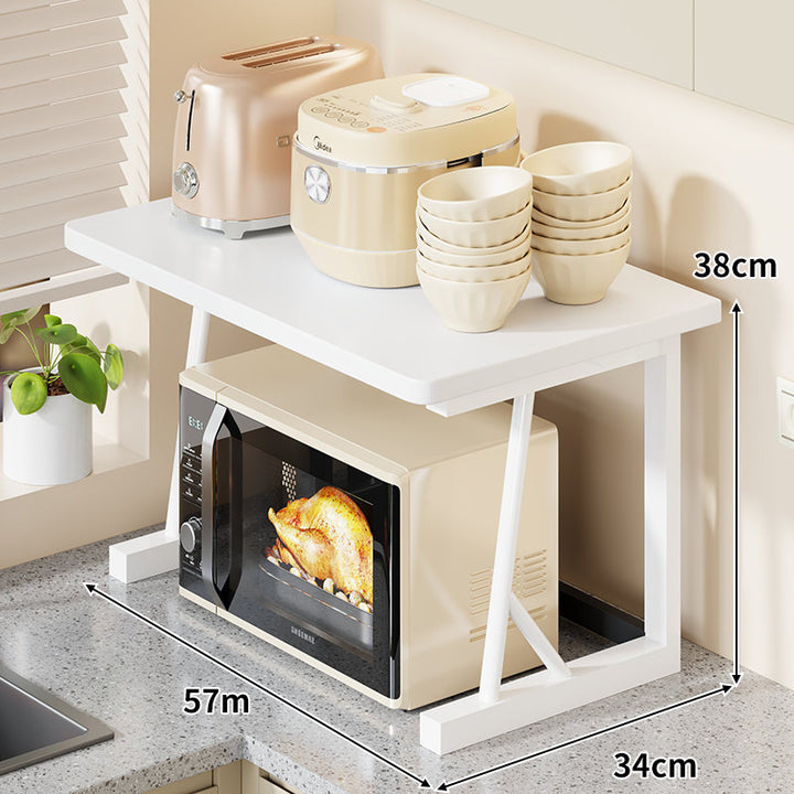 Compact Two-Tier Kitchen Microwave and Appliance Stand with Heat-Resistant Top and Open Lower Storage