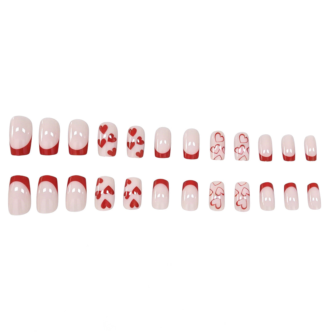 Artistic Heart-Design Acrylic Nail Enhancements Kalsten