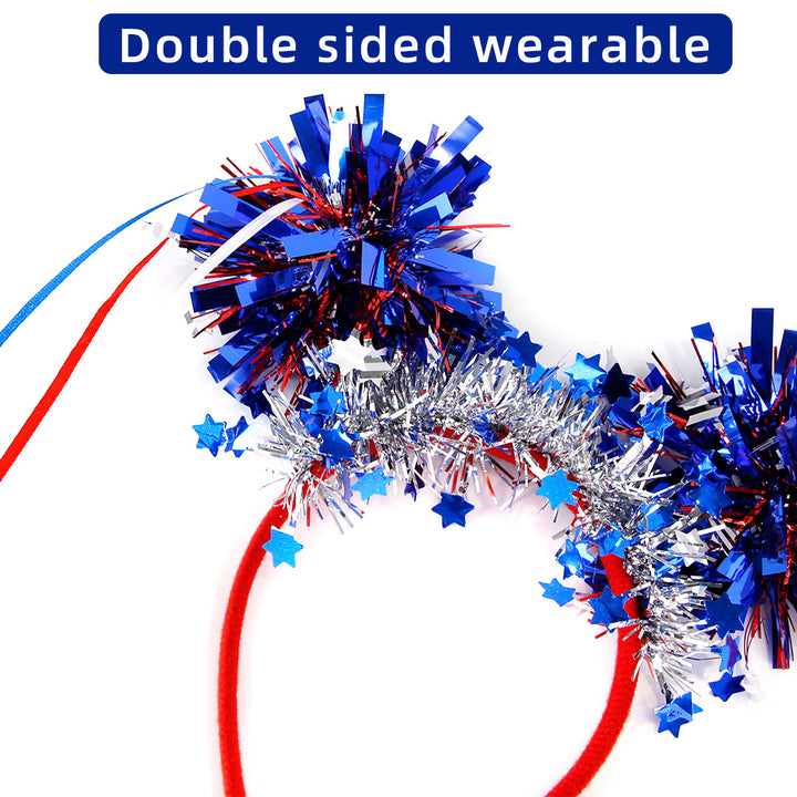 Unisex nan glittering party headband with tinsel pom-poms and star decoration Kalsten