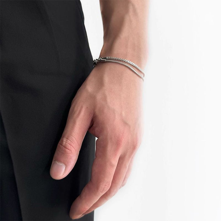 Sleek Double-Chain Stainless Steel Bracelet Kalsten
