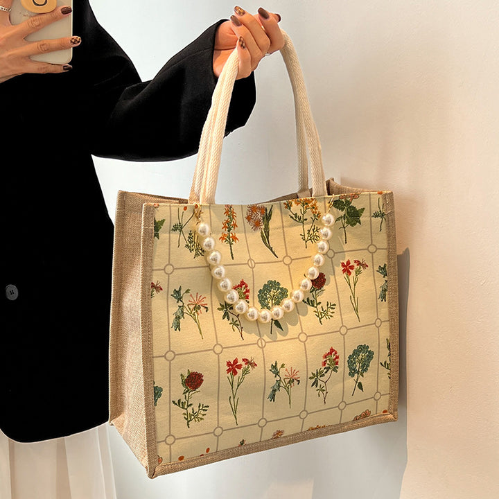 Embroidered Floral Patterned Tote Bag
