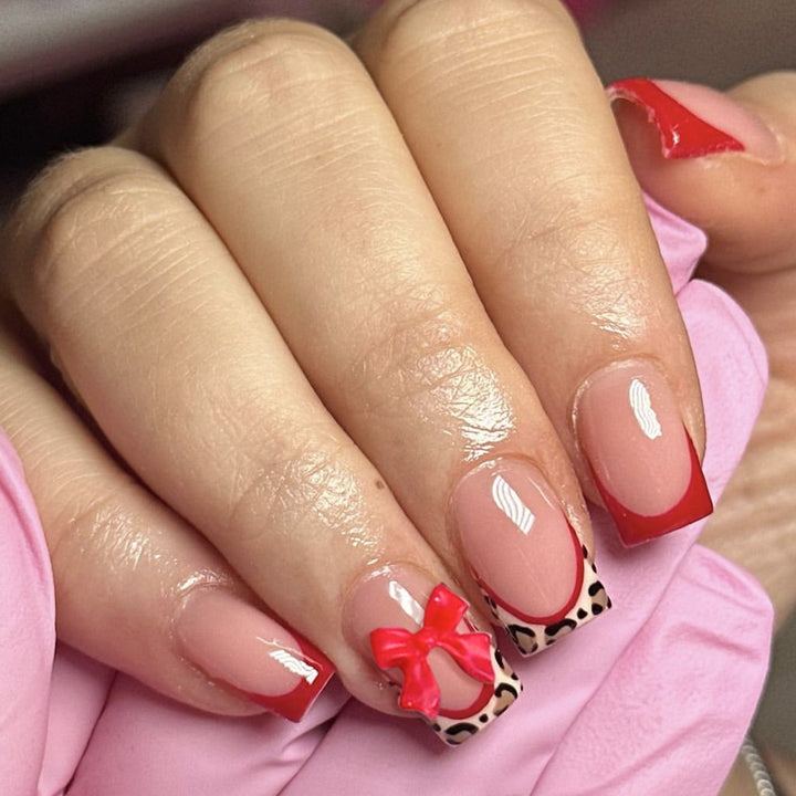 Decorative Acrylic Nail Art Extensions with Bow Accents Kalsten
