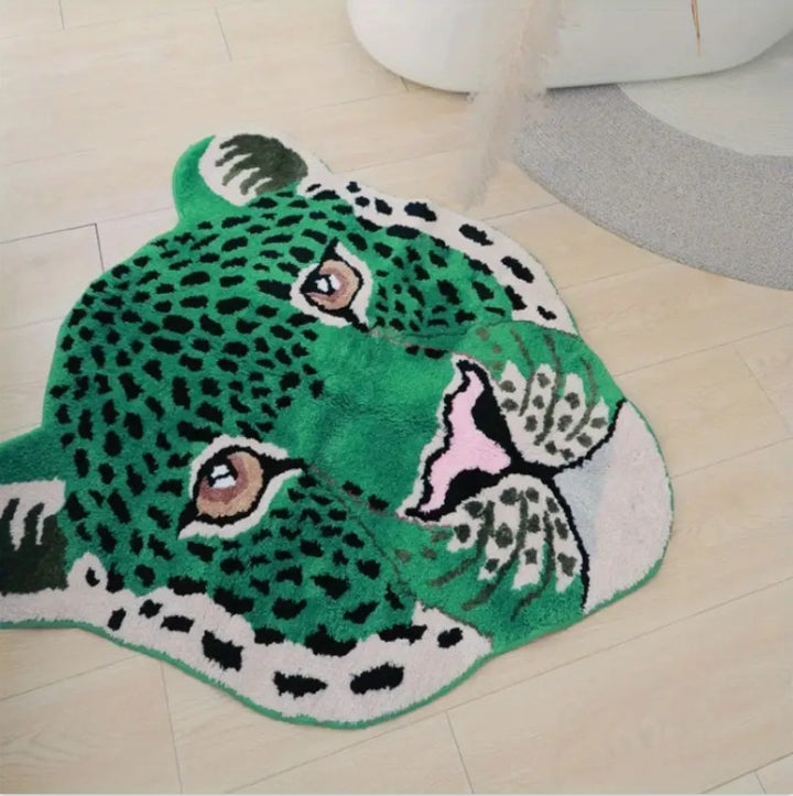Leopard Face-Shaped Plush Area Rug